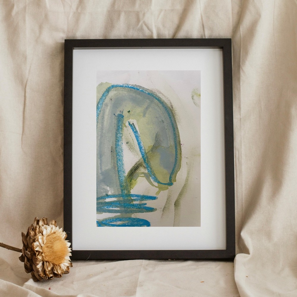 OMAN Original Abstract Expressionist Painting 5.5x8.5 Mixed Media Modern Art